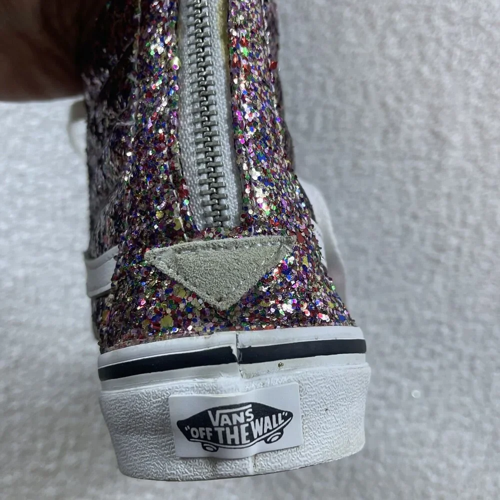 Vans Off Wall TheSK8-HI Slim Zip Sneaker TrueGlitter Women 10.5 Men 9 Unisex EUC - Picture 13 of 13